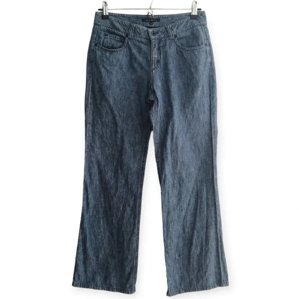 Theory Wide Leg Cotton Pants Size 2 Boho Coastal Resort